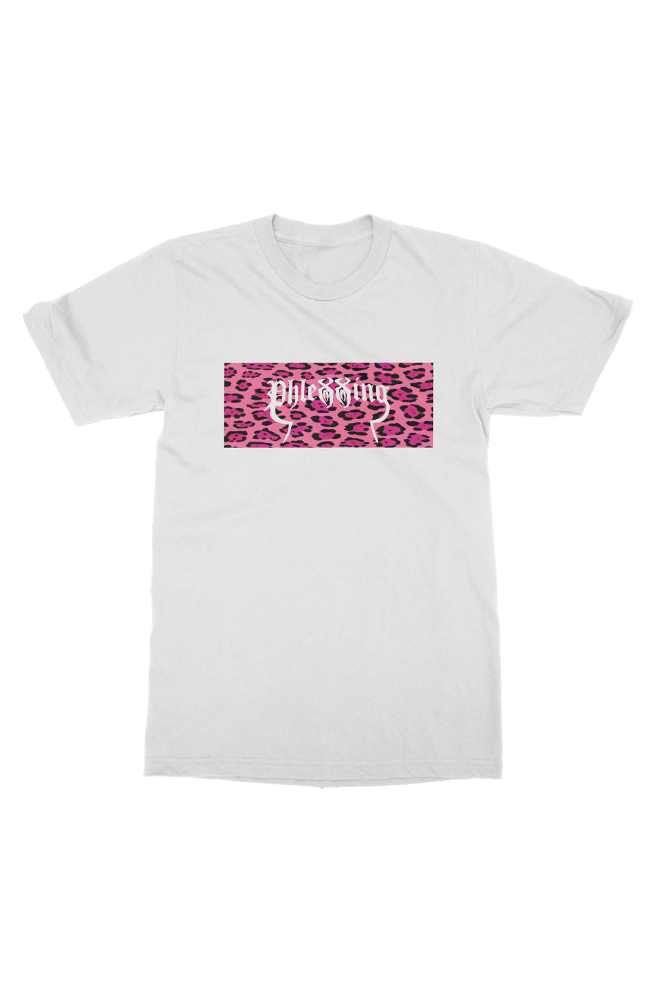 White “Pink Cheetah” Tee