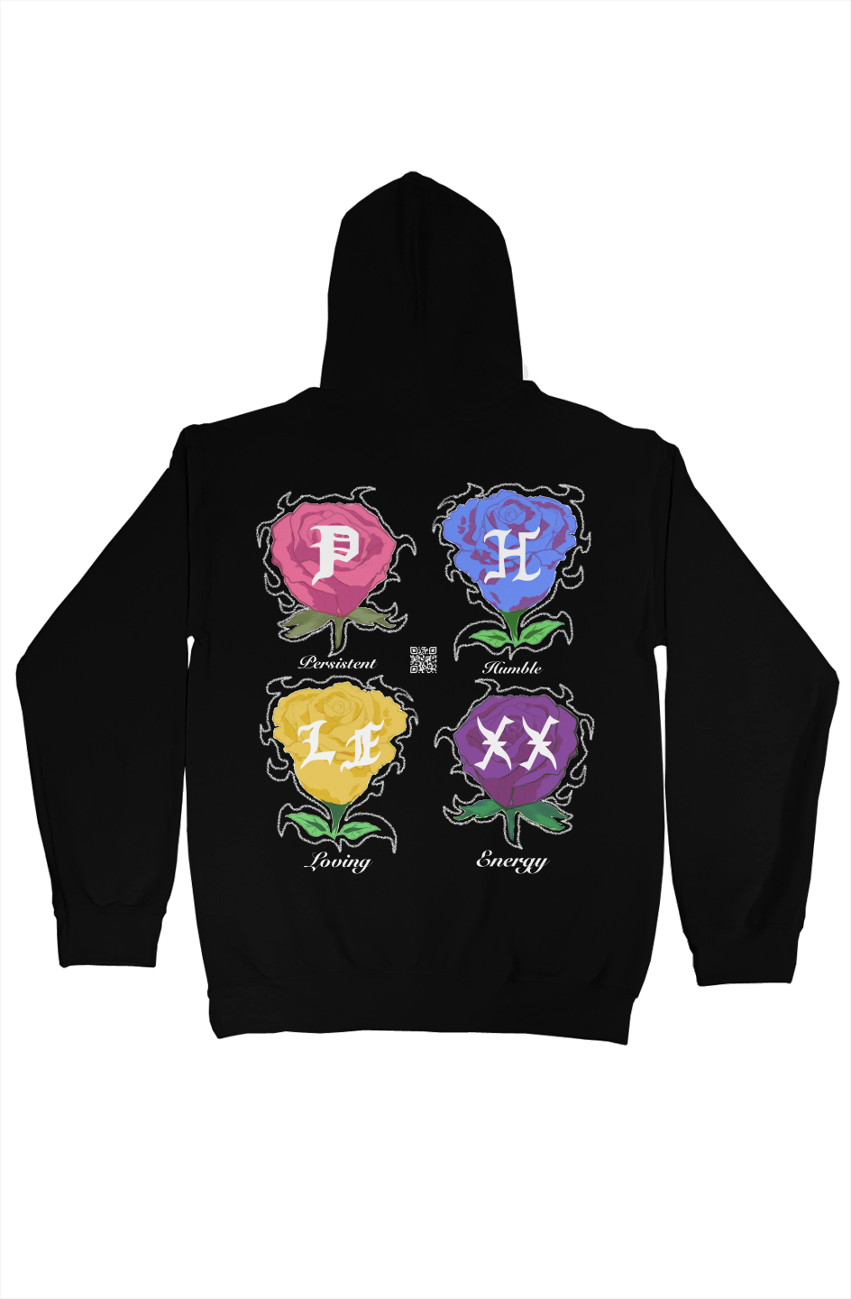 “Persistent Roses Black Hoodie”