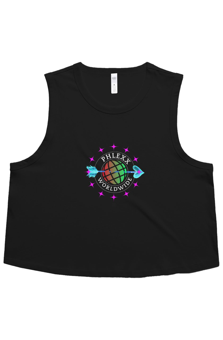 Black “Worldwide” Crop Tank