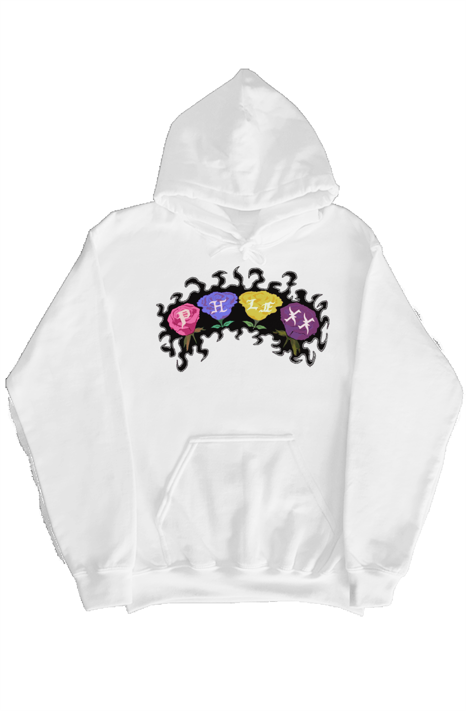 “White Persistent Roses Hoodie”