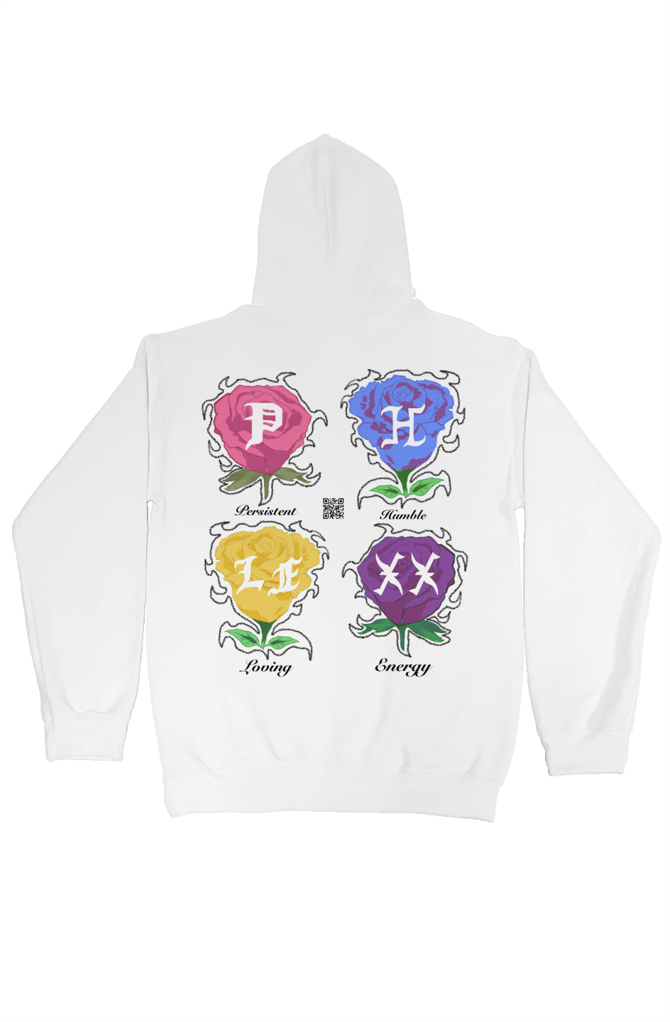 “White Persistent Roses Hoodie”