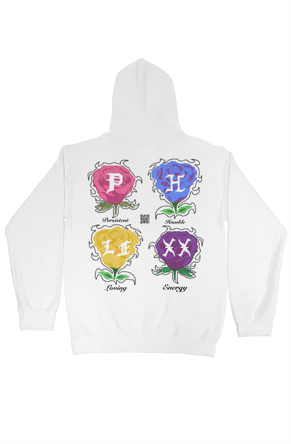 “Persistent Roses White Hoodie”
