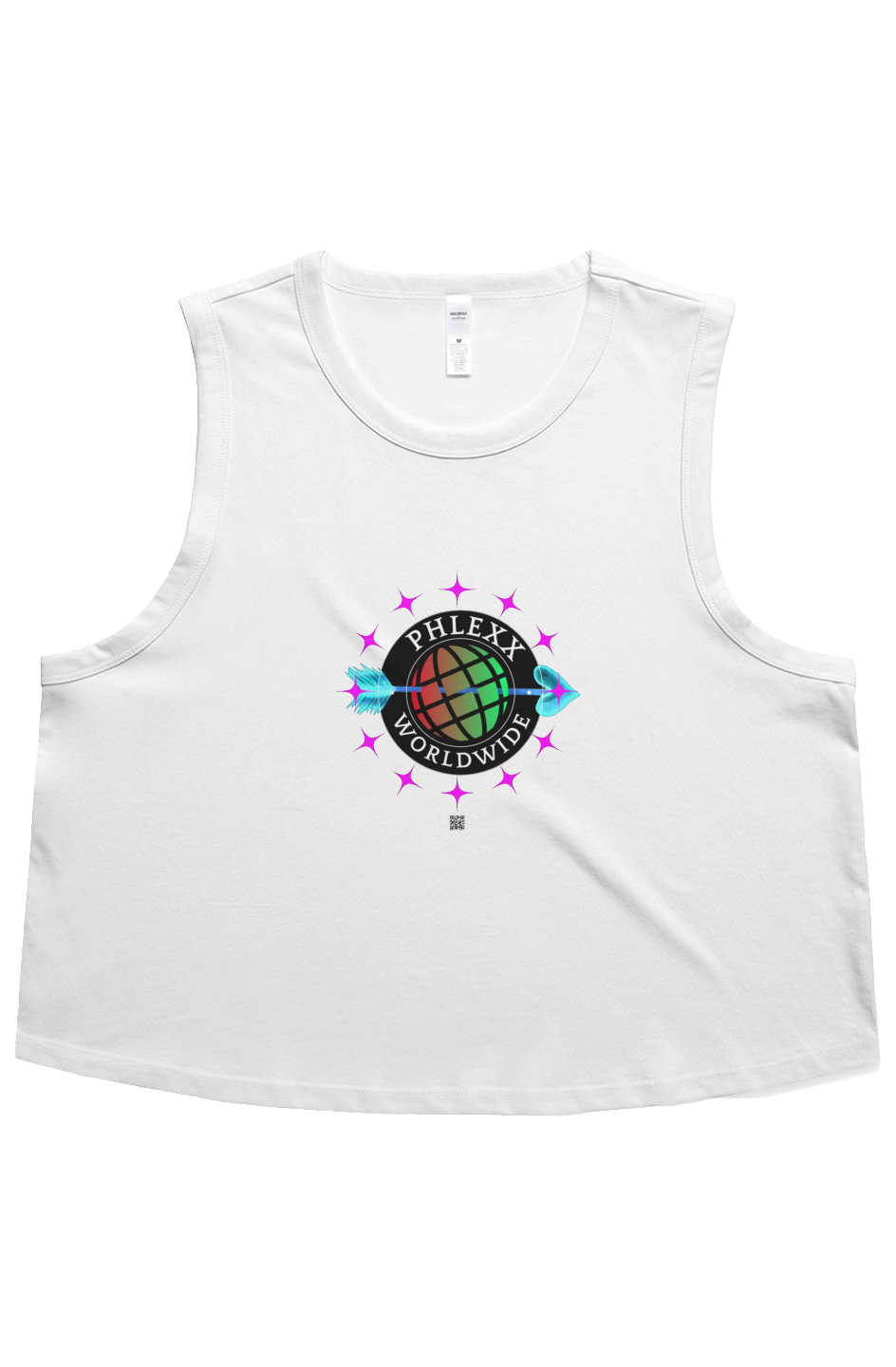 White “Worldwide” Crop Tank