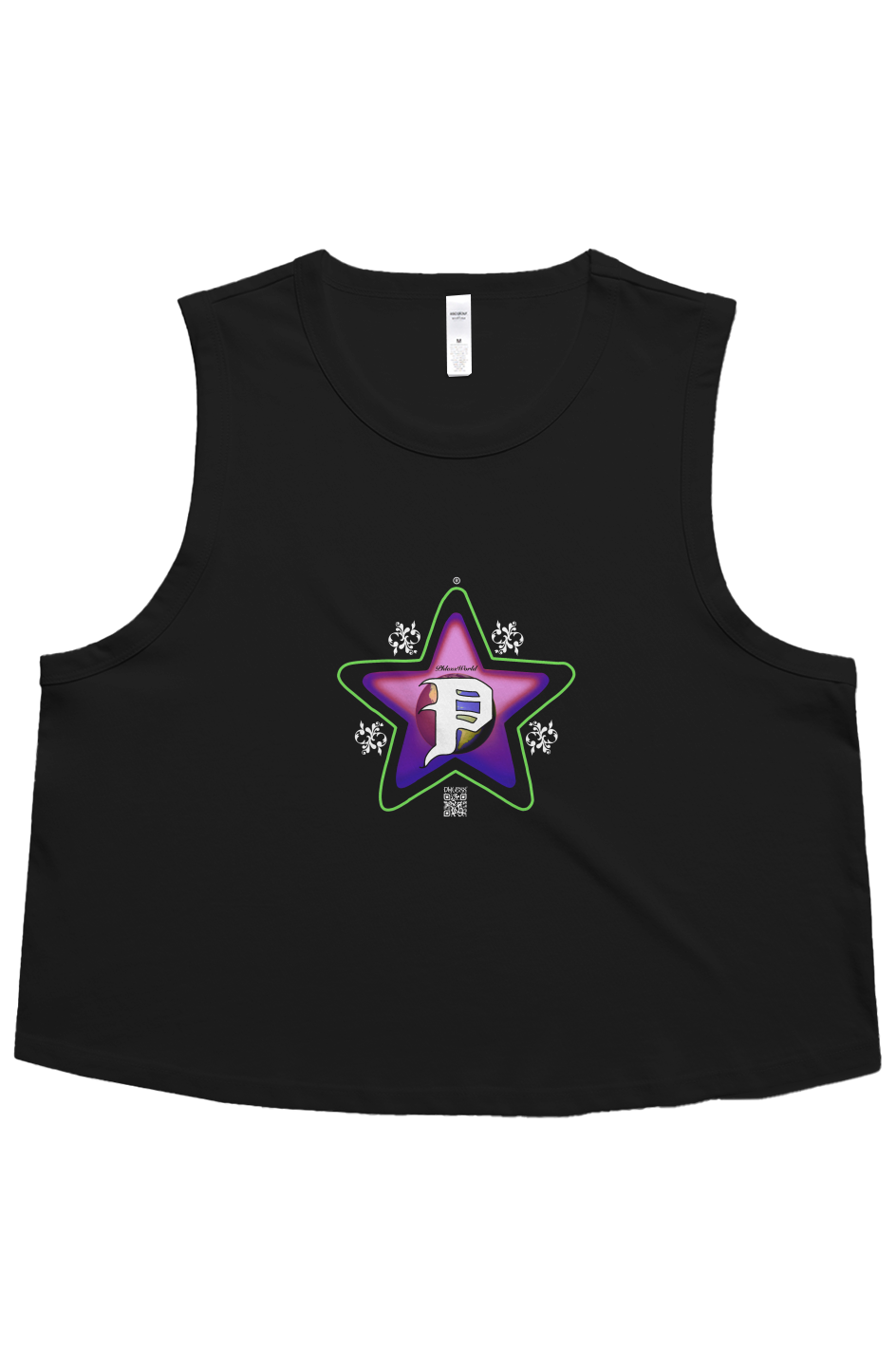 Black “Pink Star” Crop Tank