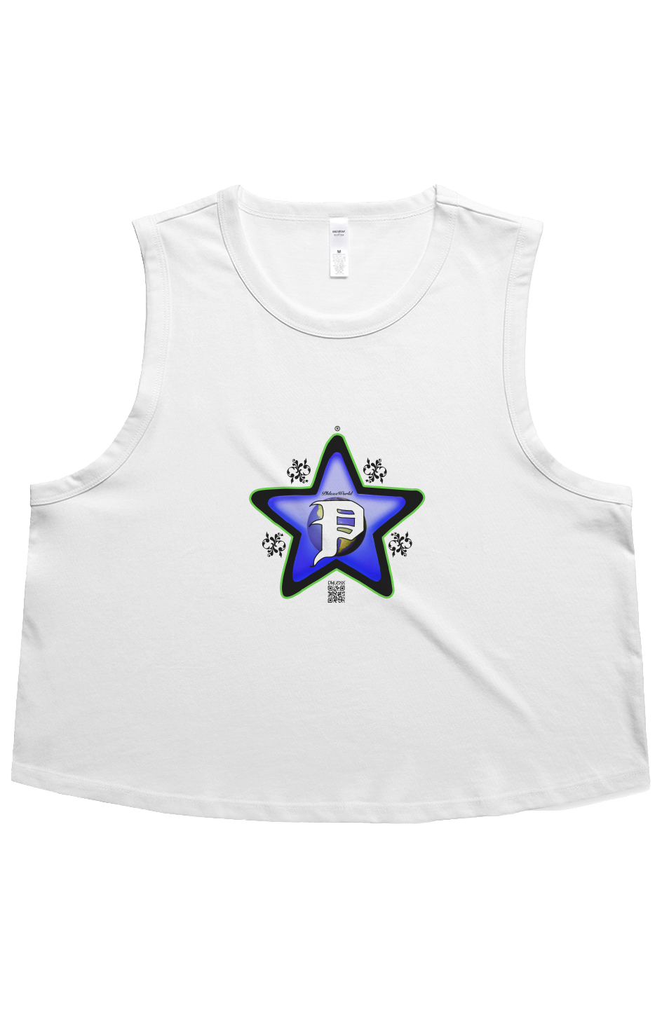 White “Blue Star” Crop Tank