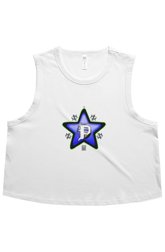 White “Blue Star” Crop Tank