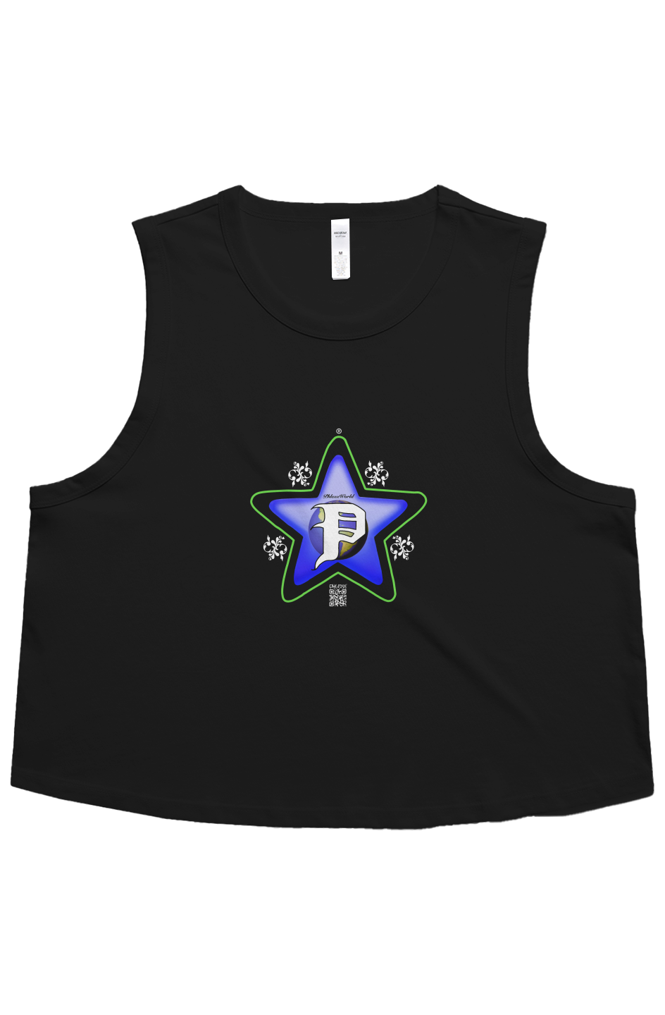 Black “Blue Star” Crop Tank