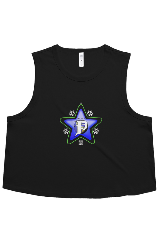 Black “Blue Star” Crop Tank
