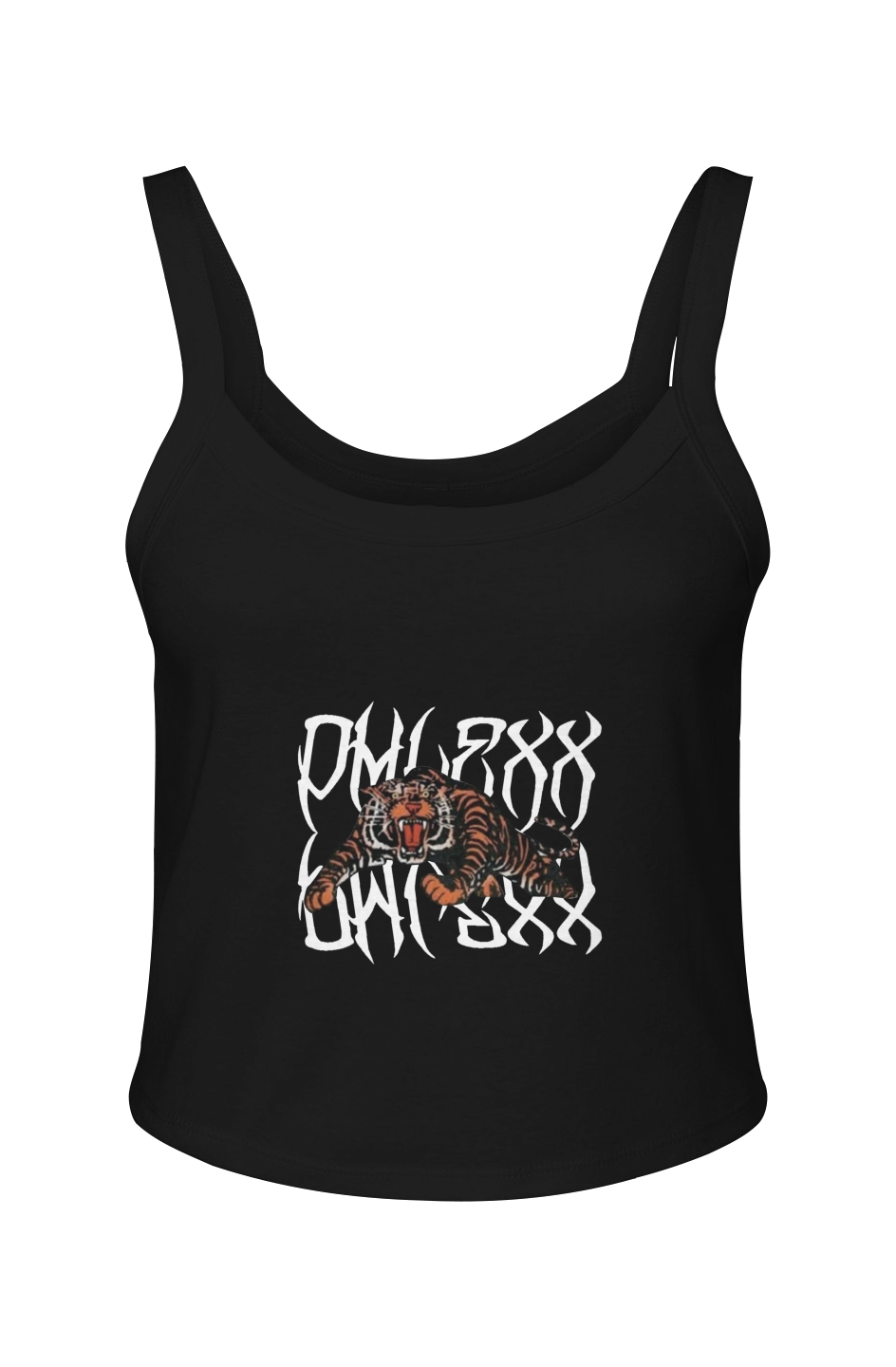 Black “Tigerxx” Spaghetti Strap Tank
