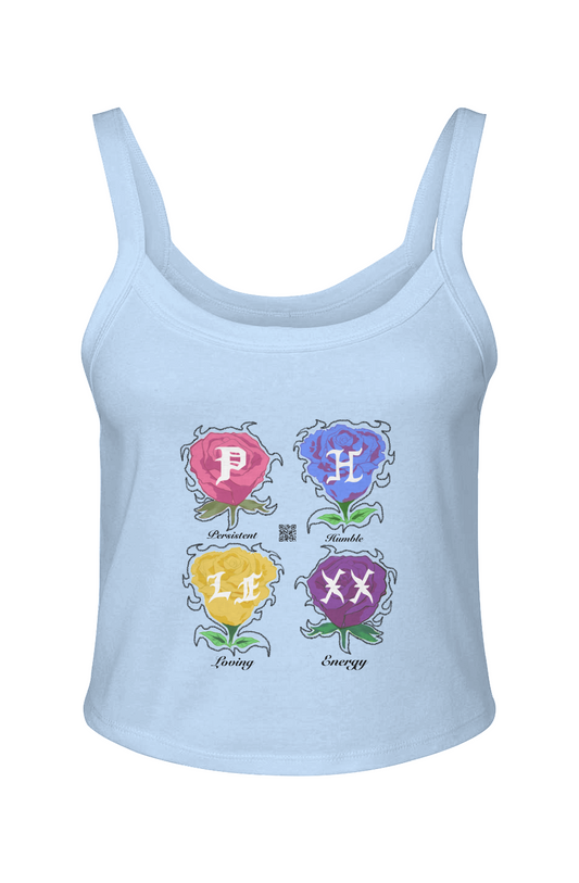 Light Blue “Phlexx Roses” Spaghetti Strap Tank