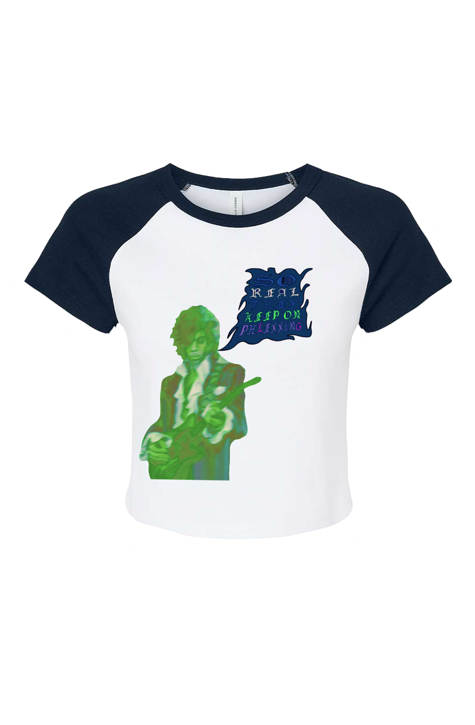 Navy/White “Phrince” Crop Tee