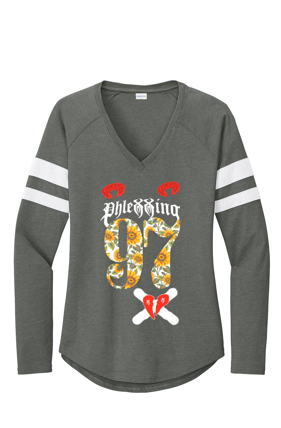 Women's “Phlexxing 97”  Stripe V-Neck Tee