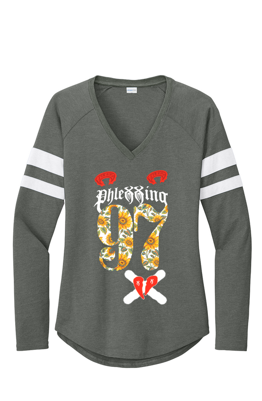 Women's “Phlexxing 97”  Stripe V-Neck Tee